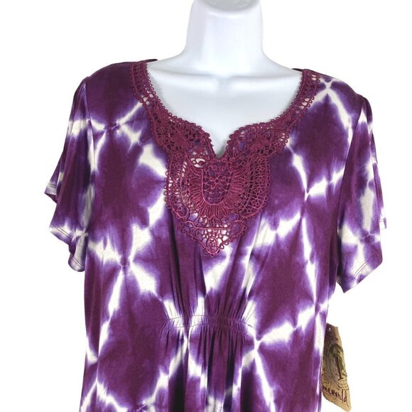 One‎ World Top Large Asymmetrical Multicolored Print Short Sleeve NWT TP-2026 - Picture 3 of 10